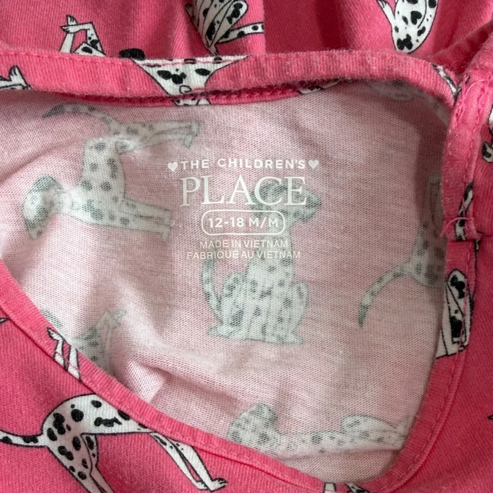 The Children's Place Girls Pink & Gray Top and Pant Set - Fox & Dalmatian Prints